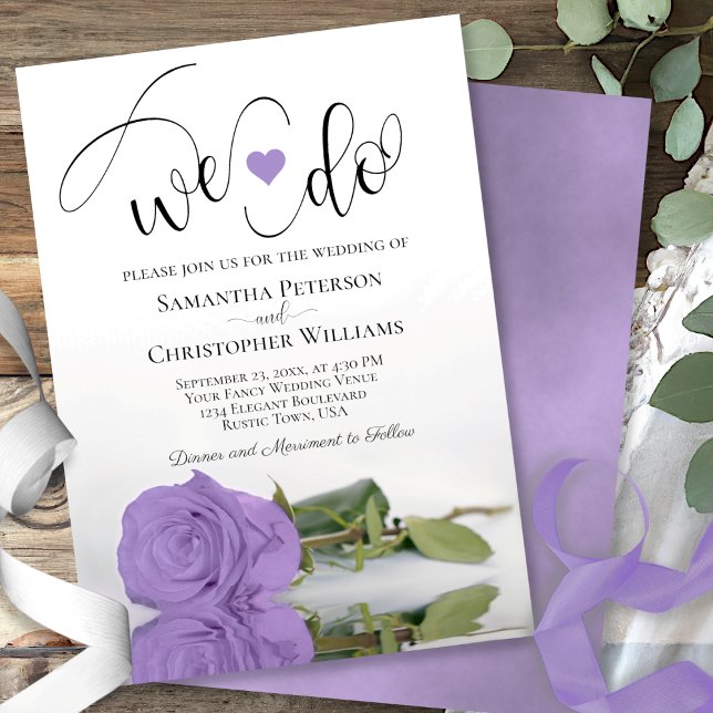Invitación ¡Lo Hacemos! Elegante Lavanda Rosa Boda de Moda Pu (Subido por el creador)