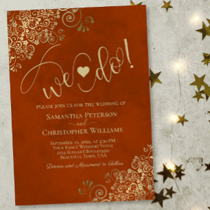 Invitación ¡Lo Hacemos! Elegante Naranja de Aroma y Boda de O