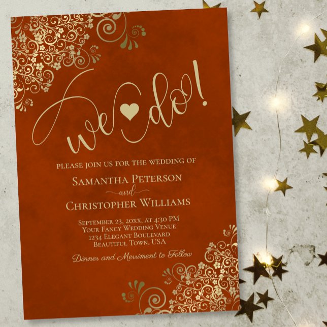 Invitación ¡Lo Hacemos! Elegante Naranja de Aroma y Boda de O (Subido por el creador)