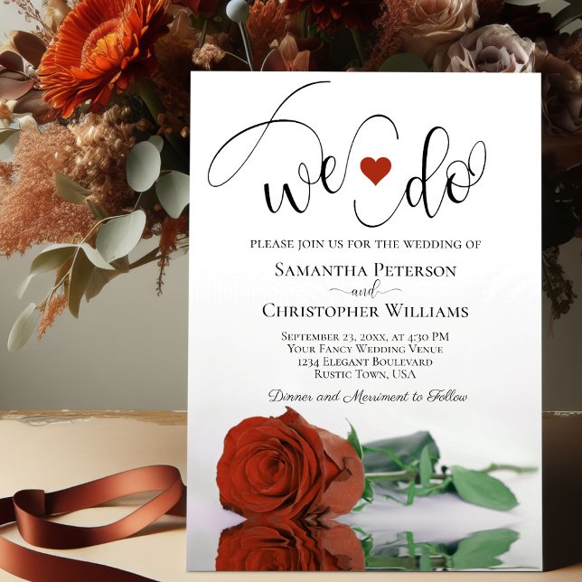 Invitación ¡Lo Hacemos! Elegante Naranja de óxido Rosa Boda r (Subido por el creador)
