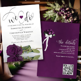 Invitación ¡Lo Hacemos! Elegante Plum Rosa púrpura Boda de có