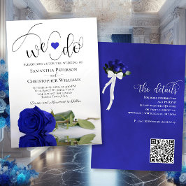 Invitación ¡Lo Hacemos! Elegante Rosa azul real Boda de códig