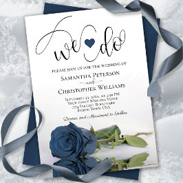 Invitación ¡Lo Hacemos! Elegante Rosa de acero azul Boda romá