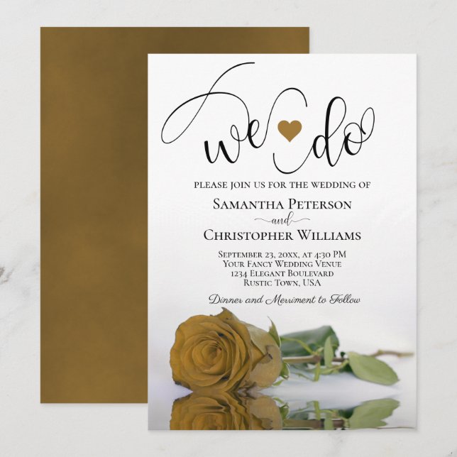Invitación ¡Lo Hacemos! Elegante Rosa Ochre Ochre Boda románt (Anverso / Reverso)