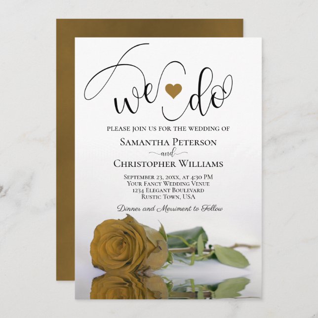 Invitación ¡Lo Hacemos! Elegante Rosa Ochre Ochre Boda románt (Anverso / Reverso)