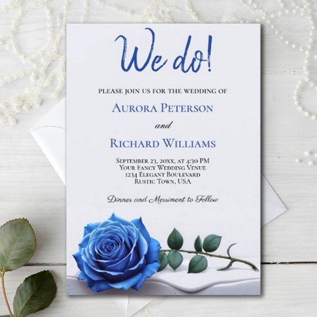 Invitación Lo Hacemos. Elegante Rosa romántico real azul Boda (Subido por el creador)