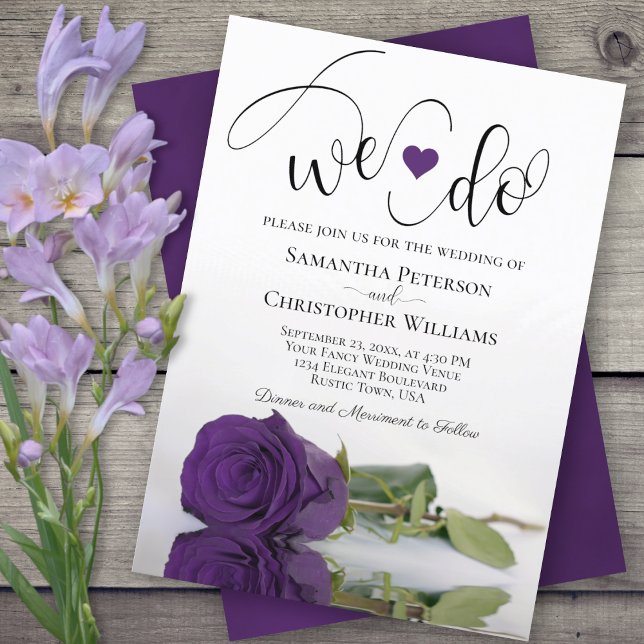 Invitación ¡Lo Hacemos! Elegante Rosa Royal Purple Boda román (Subido por el creador)
