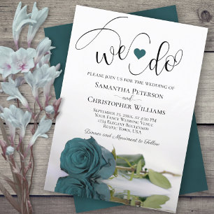 Invitación ¡Lo Hacemos! Elegante Rosa Verde azulada Boda romá