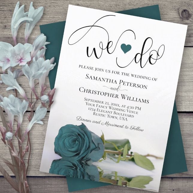 Invitación ¡Lo Hacemos! Elegante Rosa Verde azulada Boda romá (Subido por el creador)