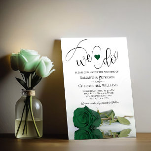 Invitación ¡Lo Hacemos! Elegante Rosa verde esmeralda Boda ro