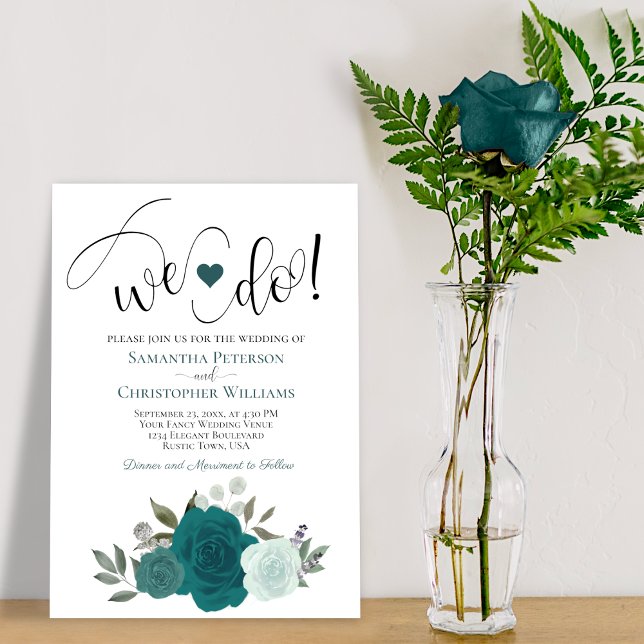 Invitación ¡Lo Hacemos! Elegantes Rosas Verde azulados y de A (Subido por el creador)