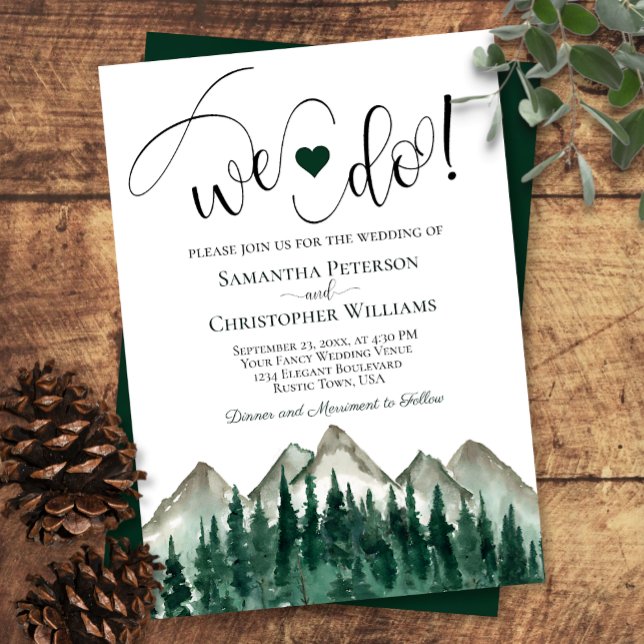 Invitación ¡Lo Hacemos! Montañas acuáticas y Boda rústico (Subido por el creador)