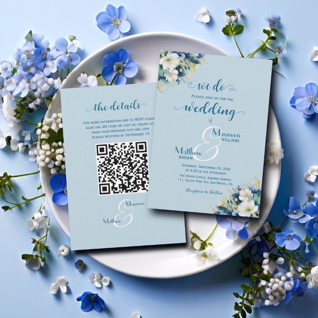 Invitación ¡Lo hacemos! Purpurina de oro azul turbio Boda de  (Subido por el creador)