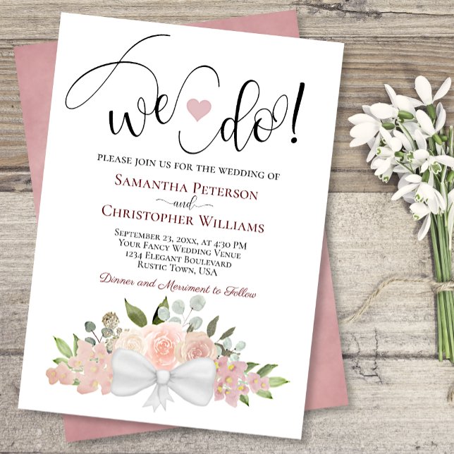 Invitación ¡Lo Hacemos! Rosa Rústico Polvoriento Boda Floral  (Subido por el creador)
