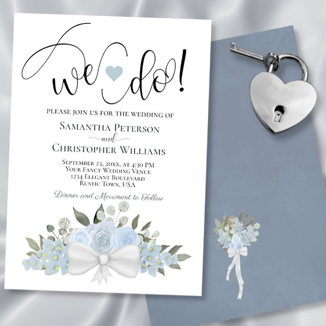 Invitación ¡Lo Hacemos! Rústico Boda floral romántico azul ag (Subido por el creador)