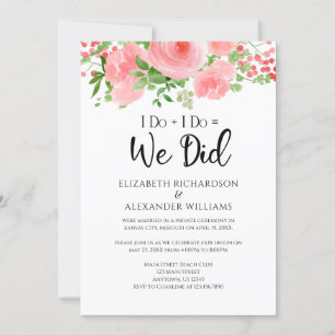 Invitación Lo Hago = Hicimos Boda Floral Rosa