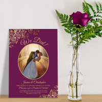 ¡Lo hicimos! Encaje dorado en la recepción de boda