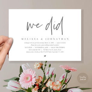 Invitación Lo Hicimos, Fiesta de Boda Fugaz, Minimalista Mode