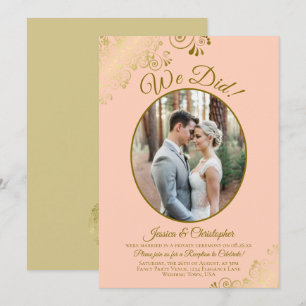 Invitación ¡Lo Hicimos! Recepción de Boda Coral Melocotón y E