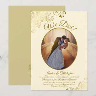 Invitación ¡Lo hicimos! Recepción de Boda de Crema de Marfil 