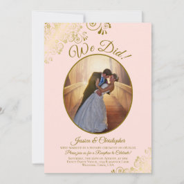 Invitación ¡Lo Hicimos! Recepción de Boda en Rosa y Encaje Do