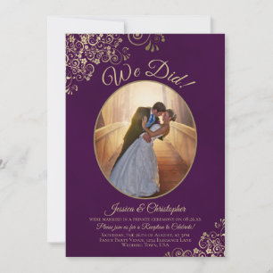 Invitación ¡Lo Hicimos! Recepción de la boda púrpura de los r