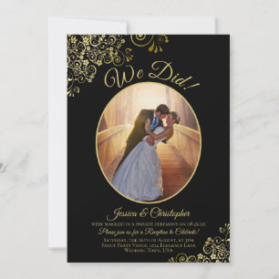 Invitación ¡Lo hicimos! Rizos dorados en recepción de boda ne