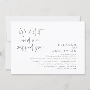 Invitación Lo hicimos, te extrañamos, Fiesta de Boda Fugada