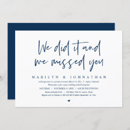 Invitación Lo hicimos y te extrañamos, Boda Elopement