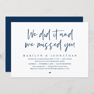 Invitación Lo hicimos y te extrañamos, Boda Elopement