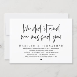 Invitación Lo hicimos y te extrañamos, Boda Elopement In