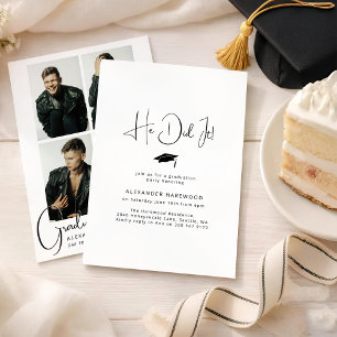 Invitación ¡Lo Hizo! 4 Collage de Fotos Fiesta de Graduación