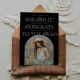 Invitación Lo Hizo B&W Arch Hybrid Font Graduación Moderna