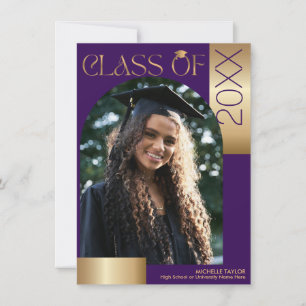 Invitación Lo Hizo Con Graduación Púrpura De Foto Arco Modern