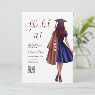 Invitación Lo Hizo Fiesta de Graduación Elegante en Bronce
