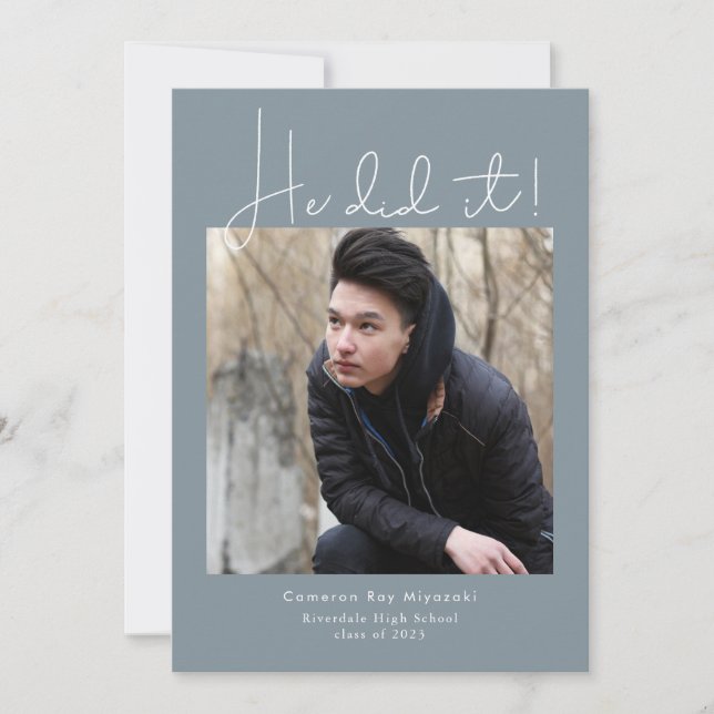 Invitación ¡Lo Hizo! Foto del partido de graduación (Anverso)