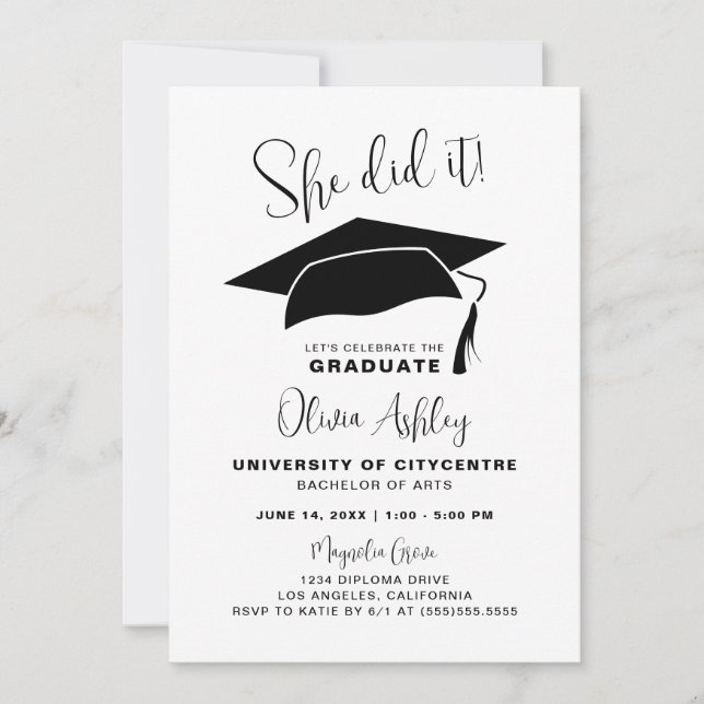 Invitación Lo Hizo Graduación De Foto (Anverso)