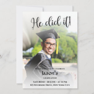 Invitación ¡Lo Hizo! Graduación fotográfica de gradiente blan