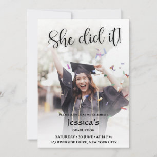 Invitación ¡Lo Hizo! Graduación fotográfica de gradiente blan