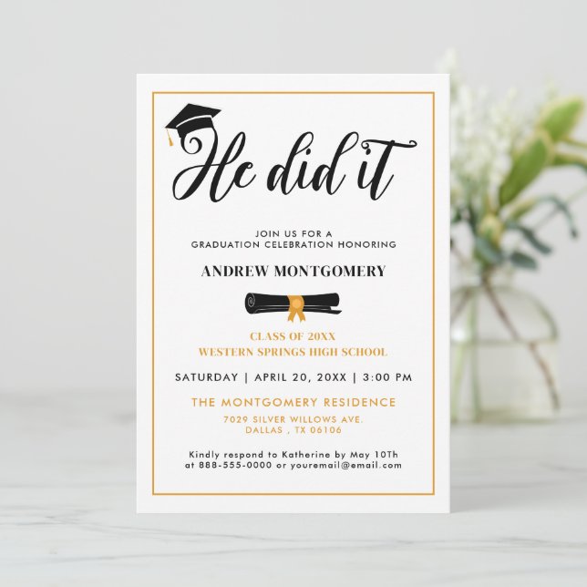 Invitación Lo Hizo Graduando Graduación De Cap Tassel Foto I (Anverso de pie)