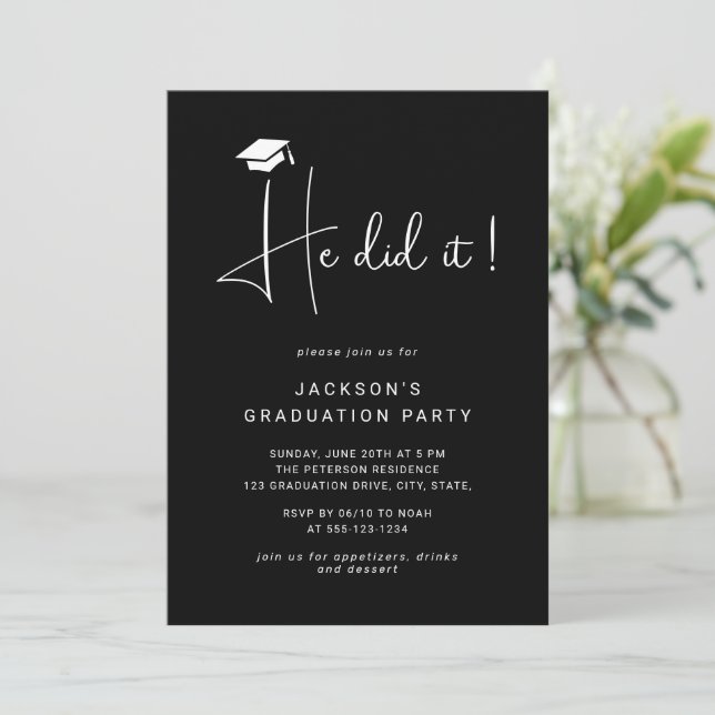 Invitación Lo Hizo Guiando A La Fiesta Mínima De Graduación D (Anverso de pie)