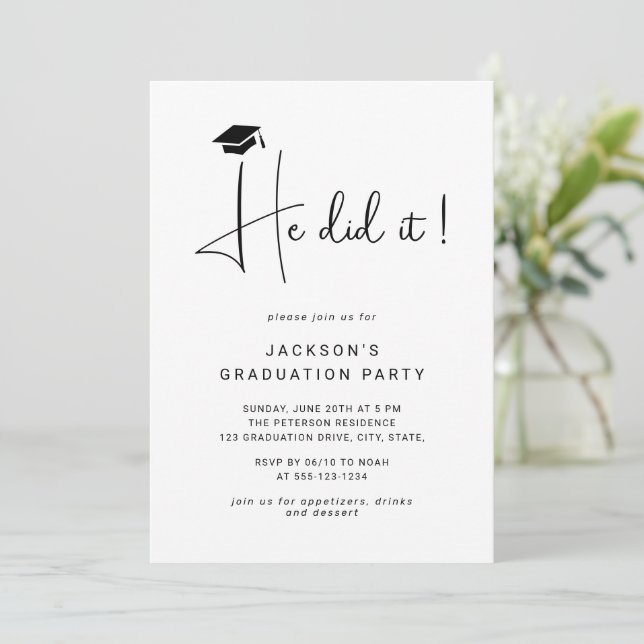 Invitación Lo Hizo Guiando A La Fiesta Mínima De Graduación D (Anverso de pie)