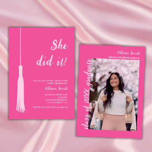 Invitación Lo Hizo Moda De Moda Graduación De Foto De Color R