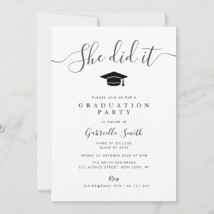 Invitación ¡LO LOGRÓ! Fiesta Simple de Graduación