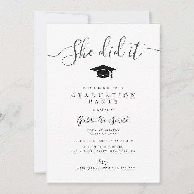 Invitación ¡LO LOGRÓ! Fiesta Simple de Graduación (Anverso)