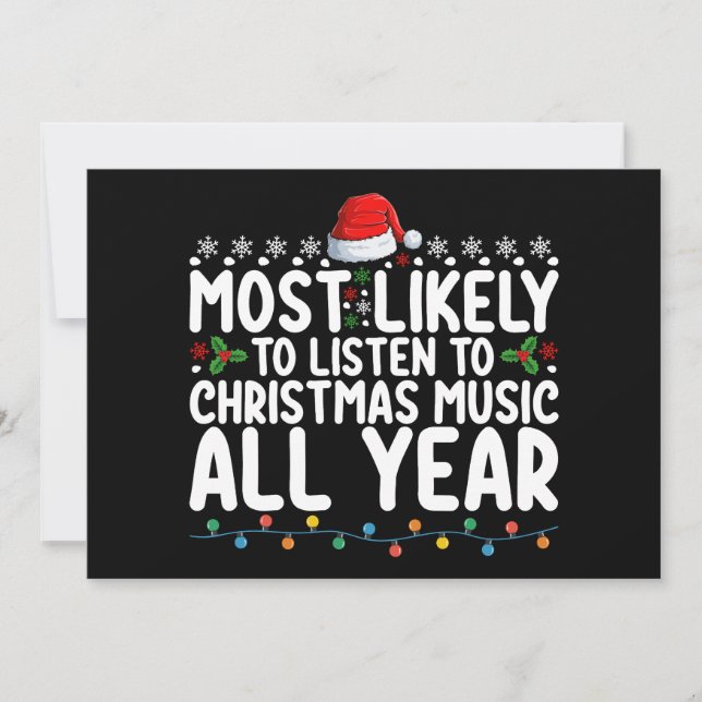 Invitación Lo Más Probable Es Escuchar Música Navidad Todo El (Anverso)