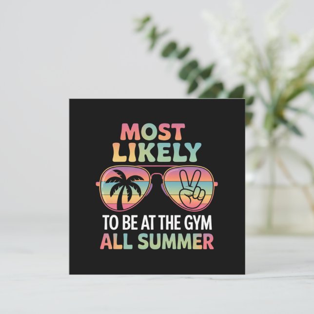 Invitación Lo Más Probable Es Estar En El Gimnasio Todo El Ma (Anverso de pie)