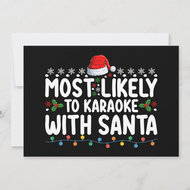 Invitación Lo Más Probable Es Karaoke Con Navidades De Santa  (Anverso)