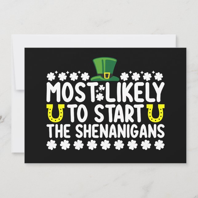 Invitación Lo Más Probable Es Que Empiecen Los Shenanigans St (Anverso)