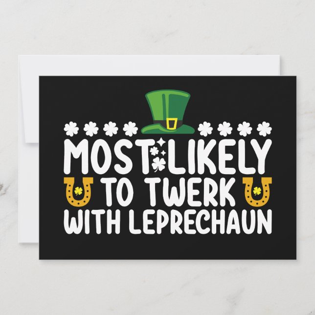 Invitación Lo Más Probable Es Tuitear Con Leprechaun Dance Fu (Anverso)